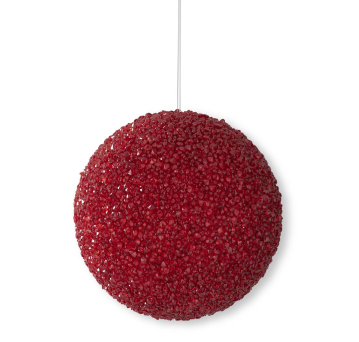 Red Icy Beaded Ball Ornament