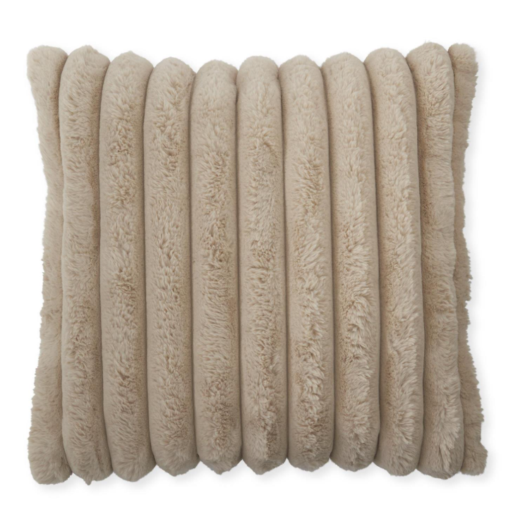 Tan Ribbed Faux Fur Pillow