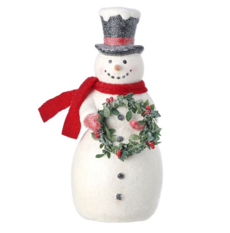 Paper Pulp Windblown Snowman Figurine
