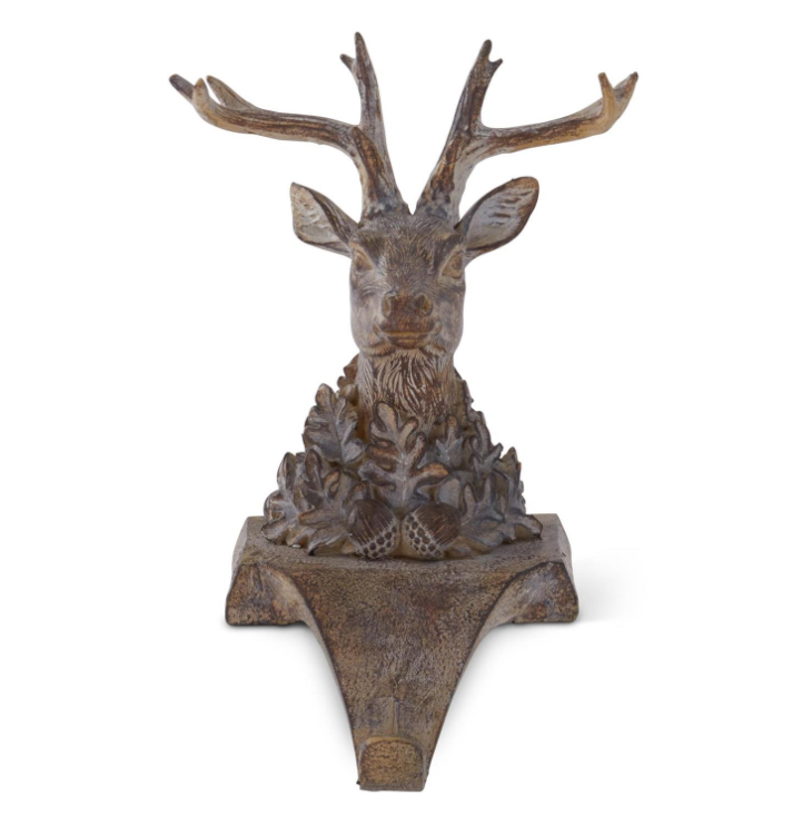 Faux Woodgrain Deer Bust Stocking Holder