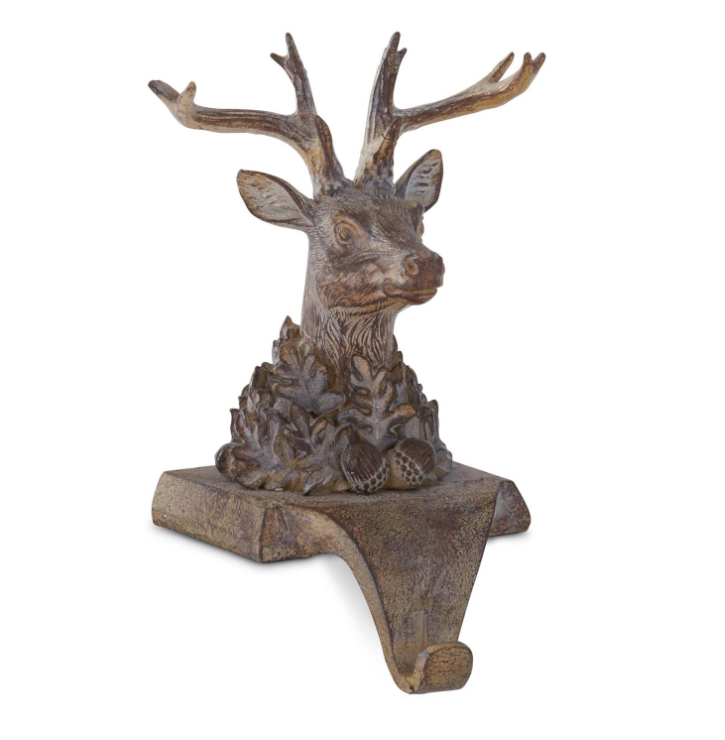 Faux Woodgrain Deer Bust Stocking Holder