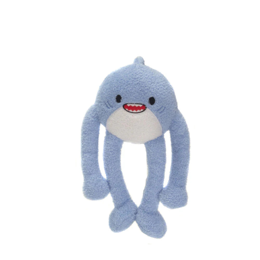 Shark stuffed animal with long arms on a white background
