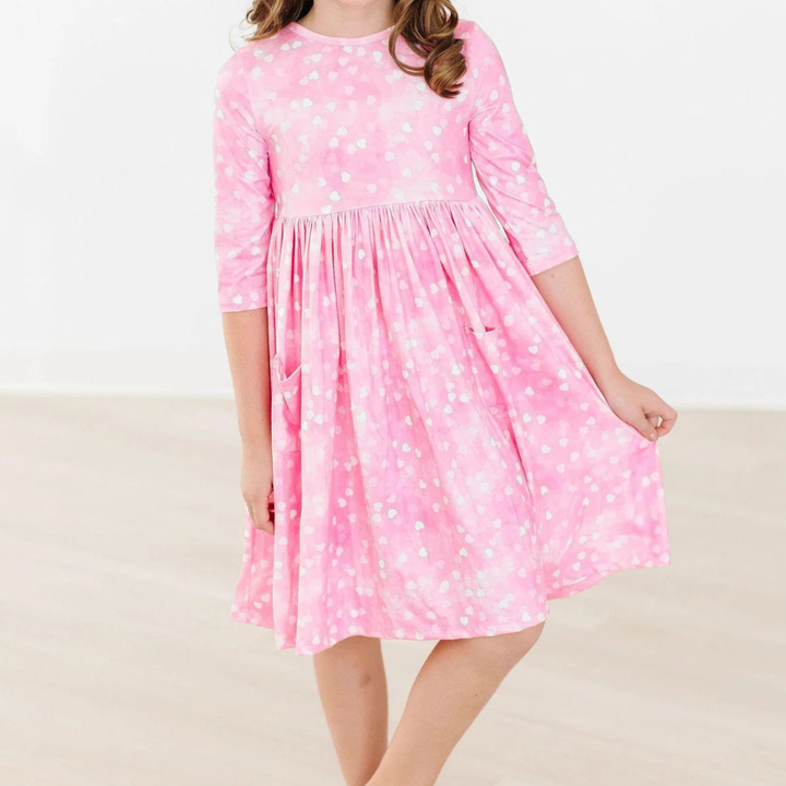 Shine Bright 3/4 Sleeve Pocket Twirl Dress