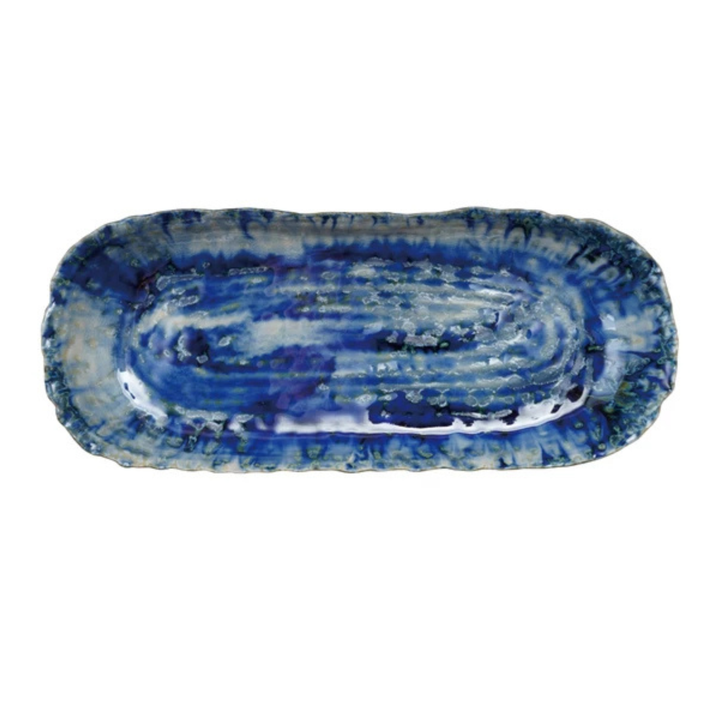 Blue Oval Stoneware Platter