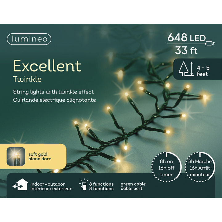 Lumineo Excellent - Soft Gold Lights on Green Wire