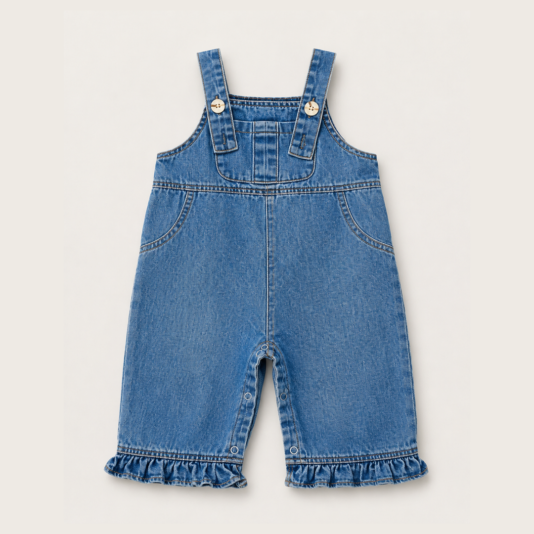 Denim Ruffle Overalls