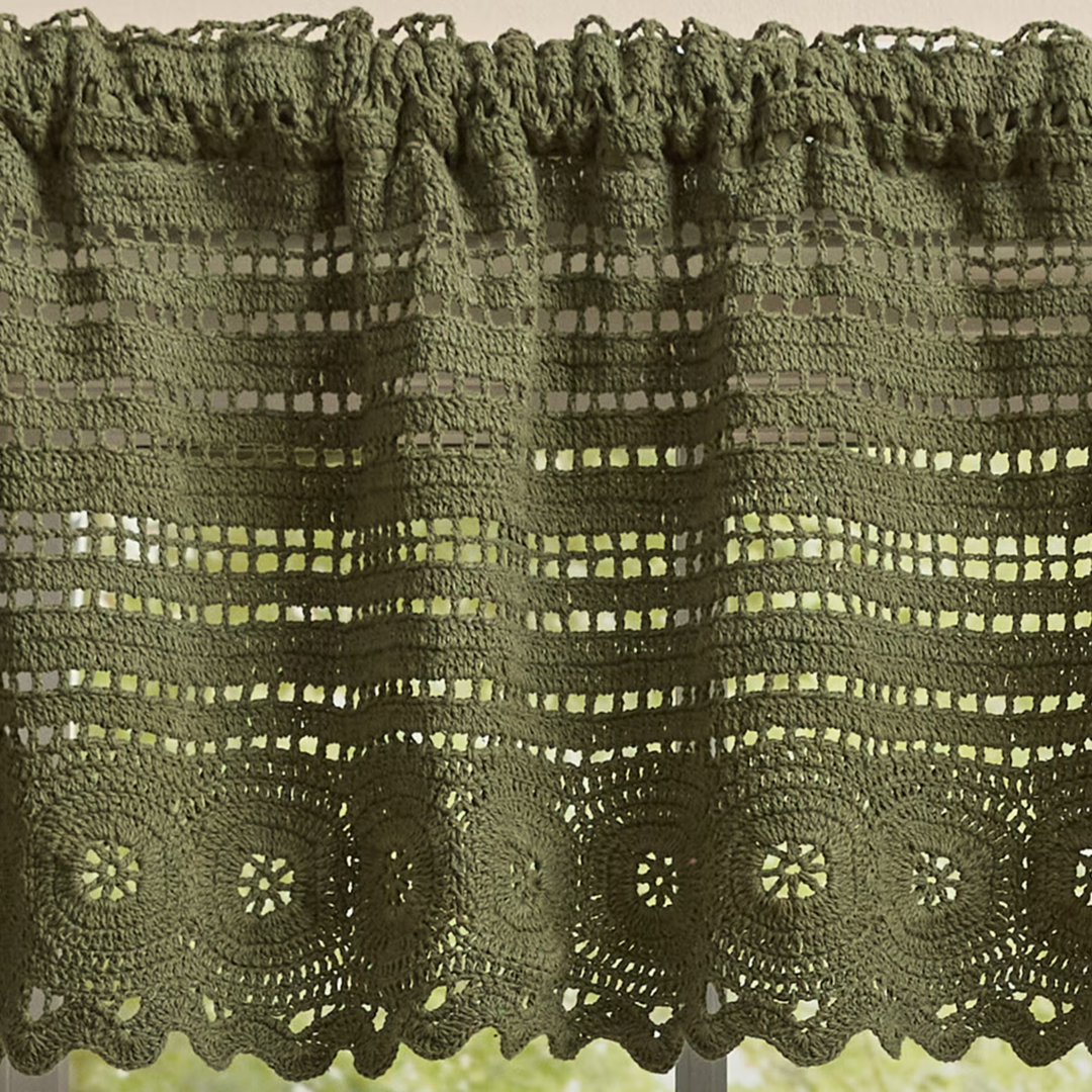Matcha Green Crochet Valance