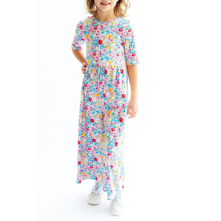 Fluttering Flowers Girl's Wide Leg Jumpsuit