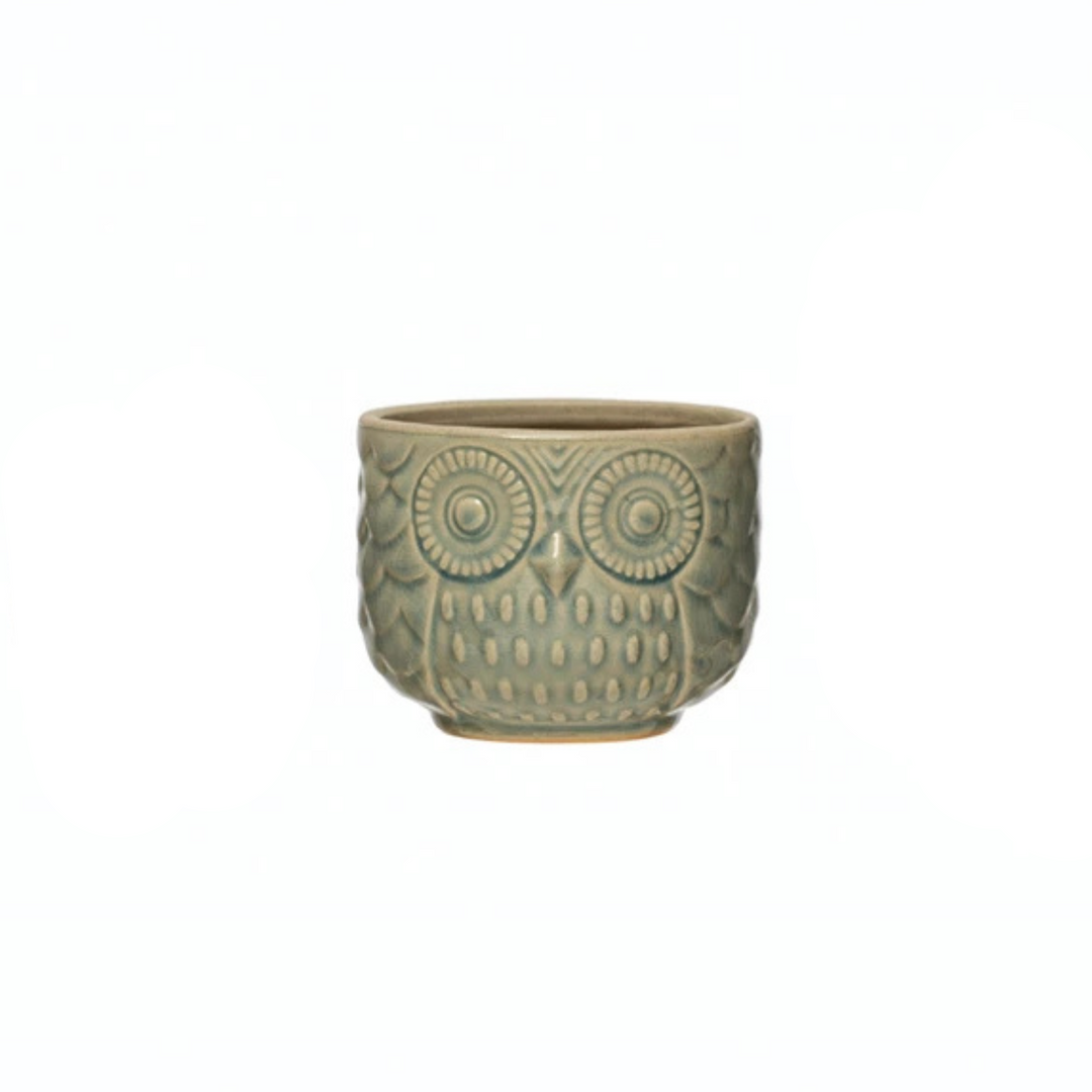 Mr. Owl Stoneware Planter