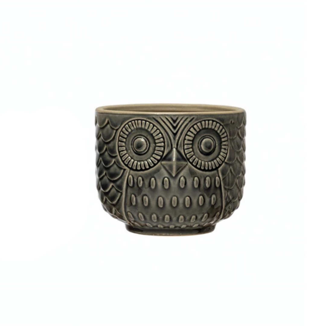 Mr. Owl Stoneware Planter
