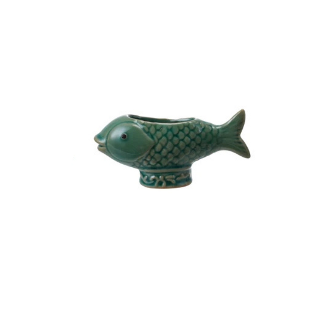 Stoneware Fish Toothpick Holder