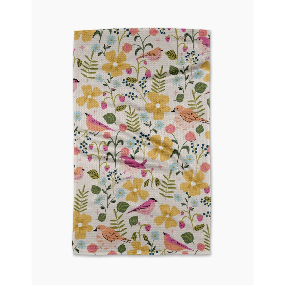 Geometry Summer Songbirds Tea Towel