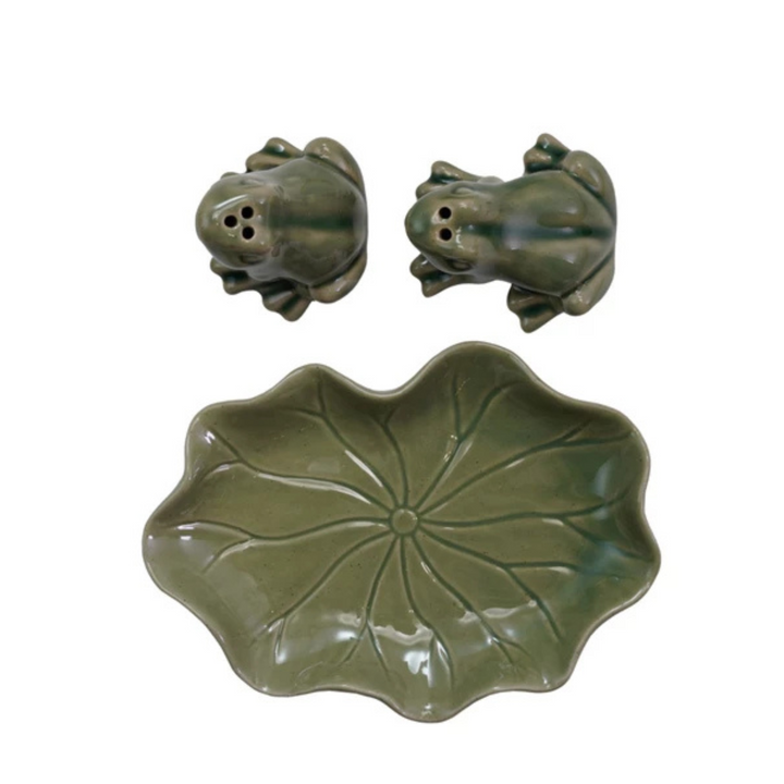 Lily Pad & Frogs Salt & Pepper Shaker Set