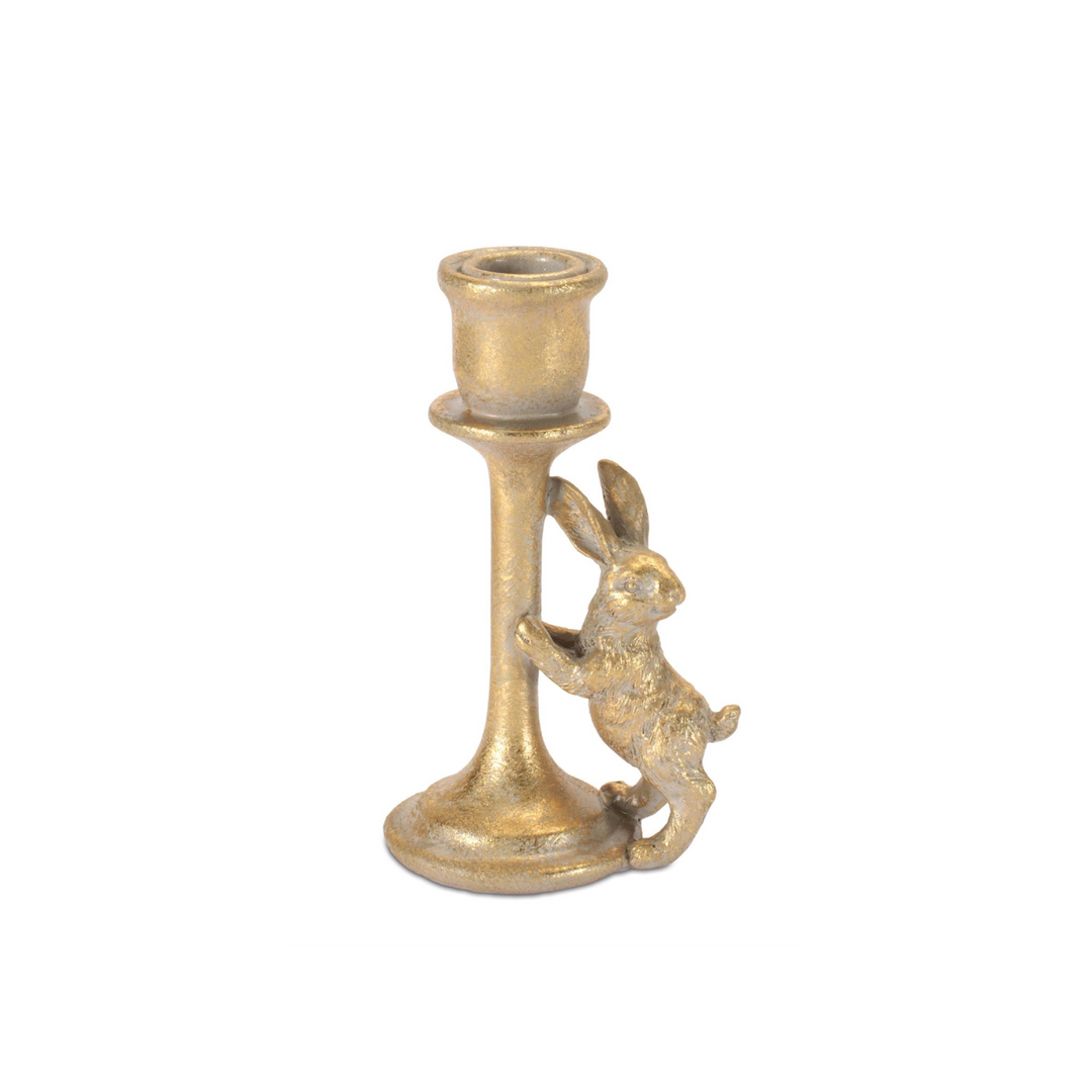 Gold Rabbit Taper Candle Holder
