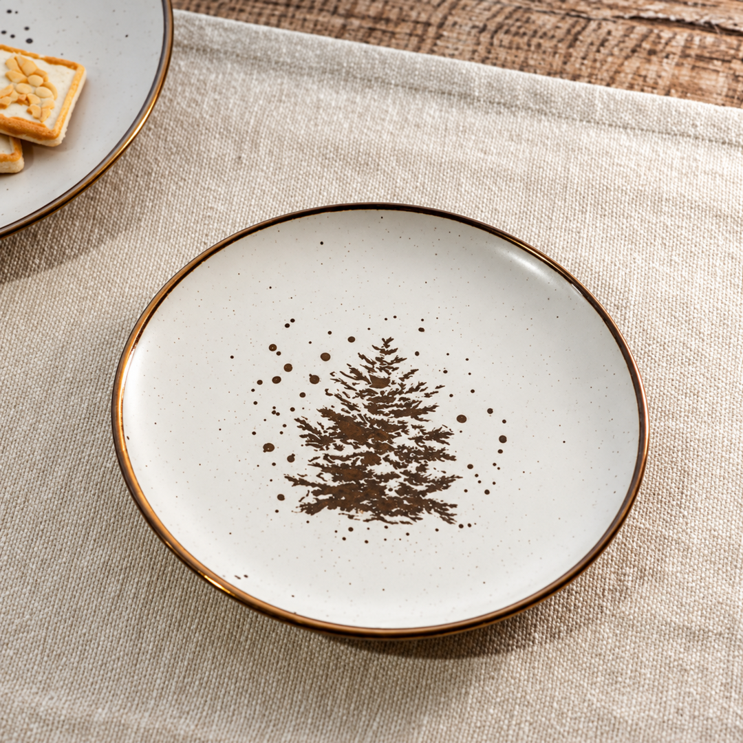 Silver Pine Stoneware Plate