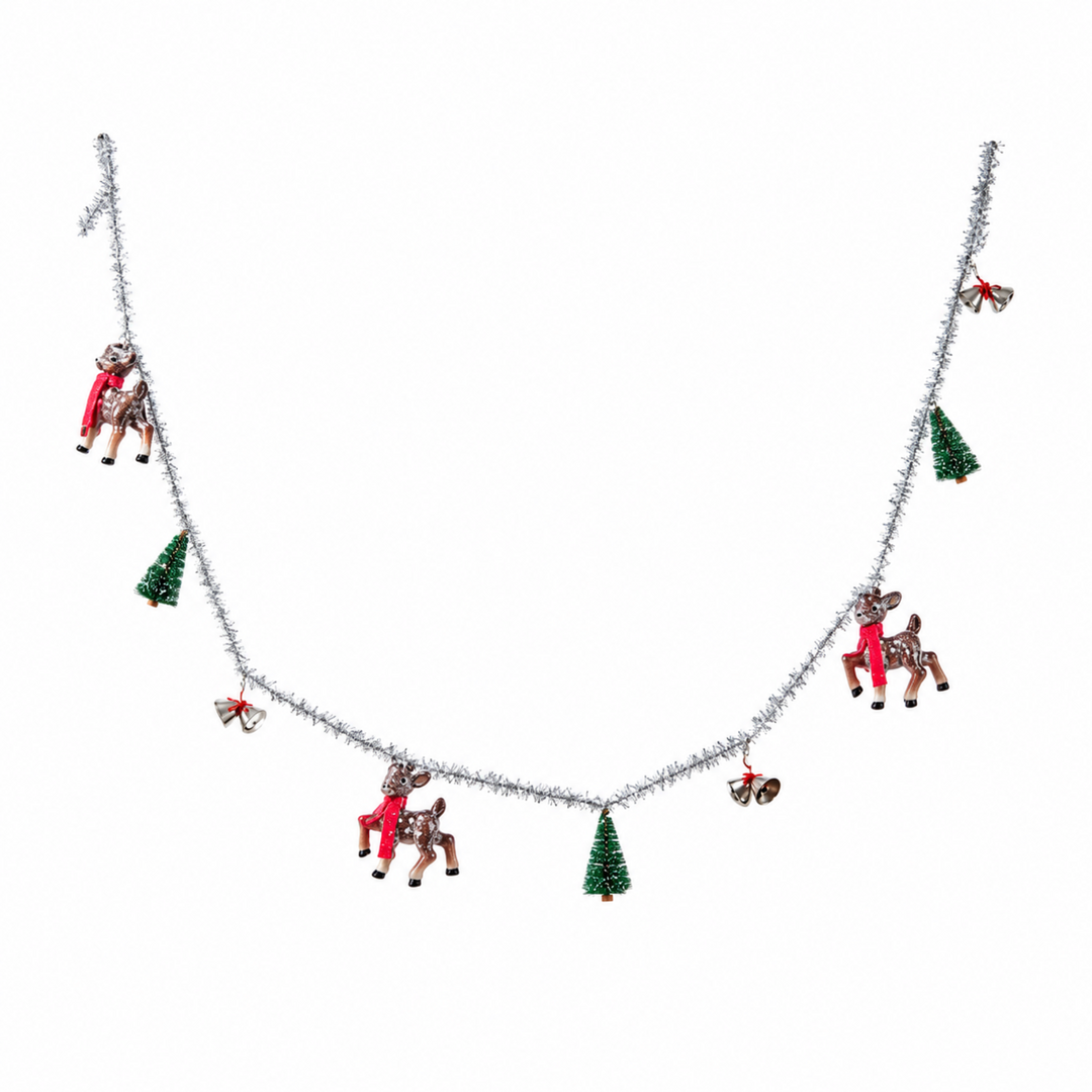 Silver Tinsel Holiday Spirit Garland