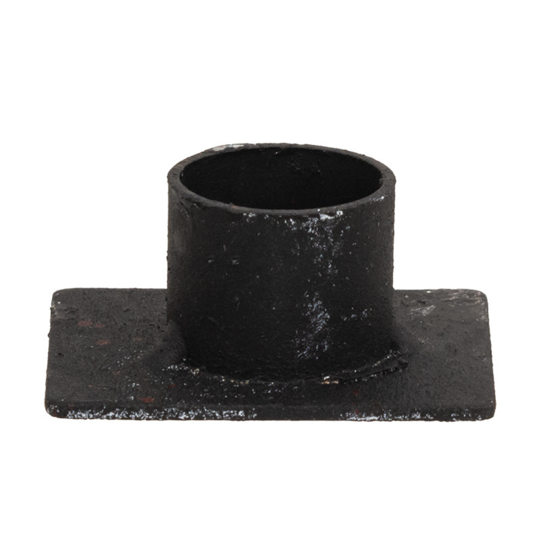 Black metal fitting on a white background