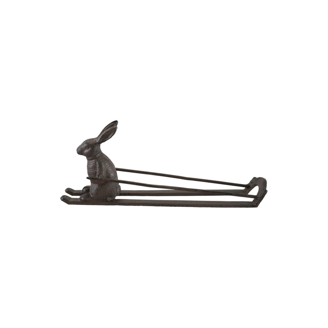 Skiing Rabbit Cast Iron Bottle Holder