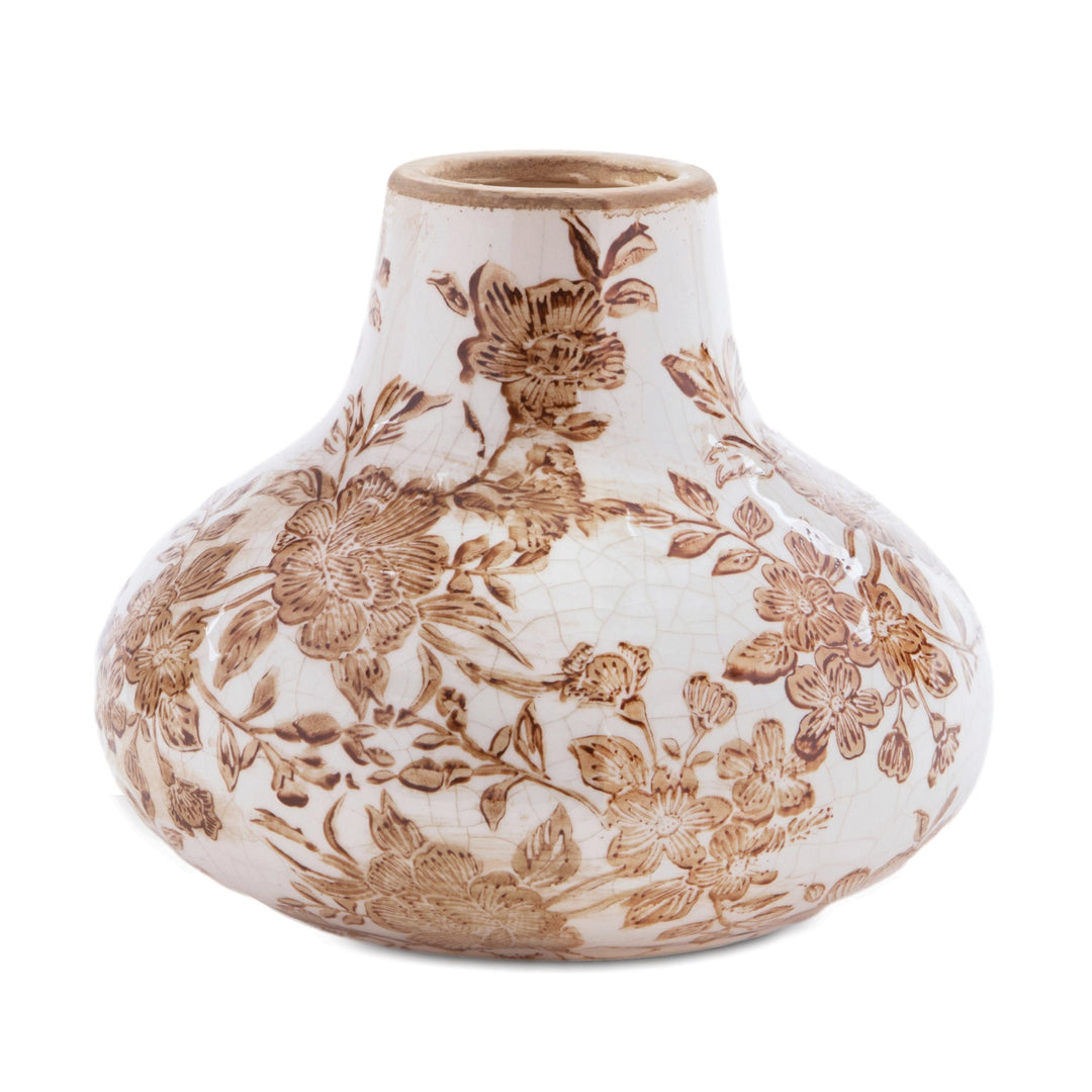 Brown Floral Ceramic Vase