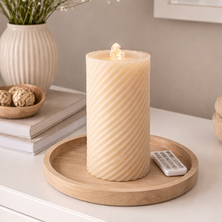 Spiral Wax Pillar Water Candle