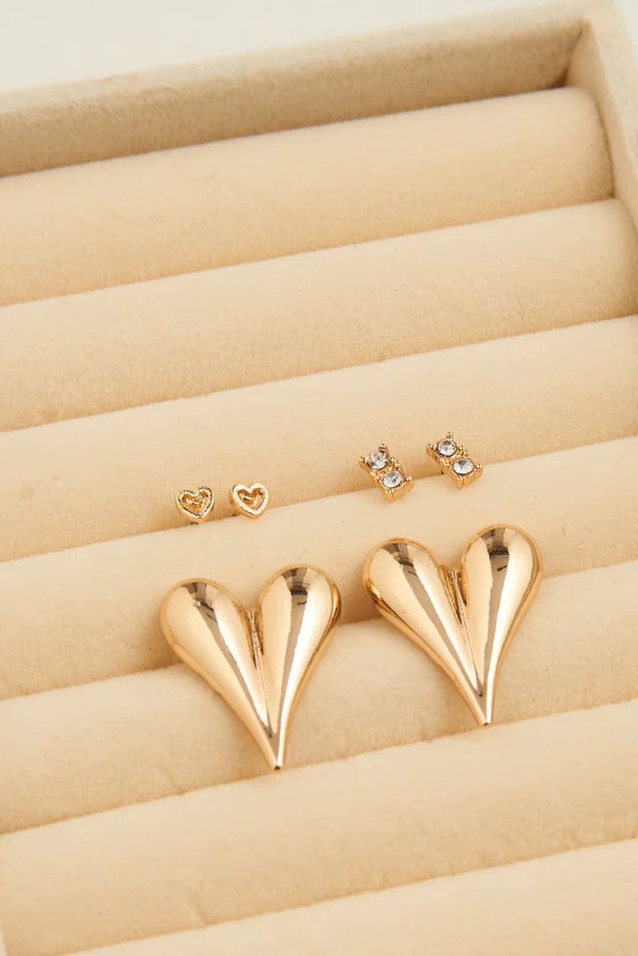 Statement Heart Earring Trio Earrings