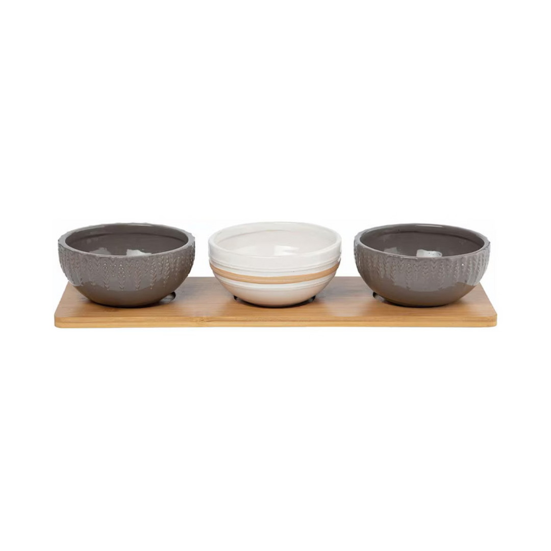 Stoneware Bowl & Tray Set