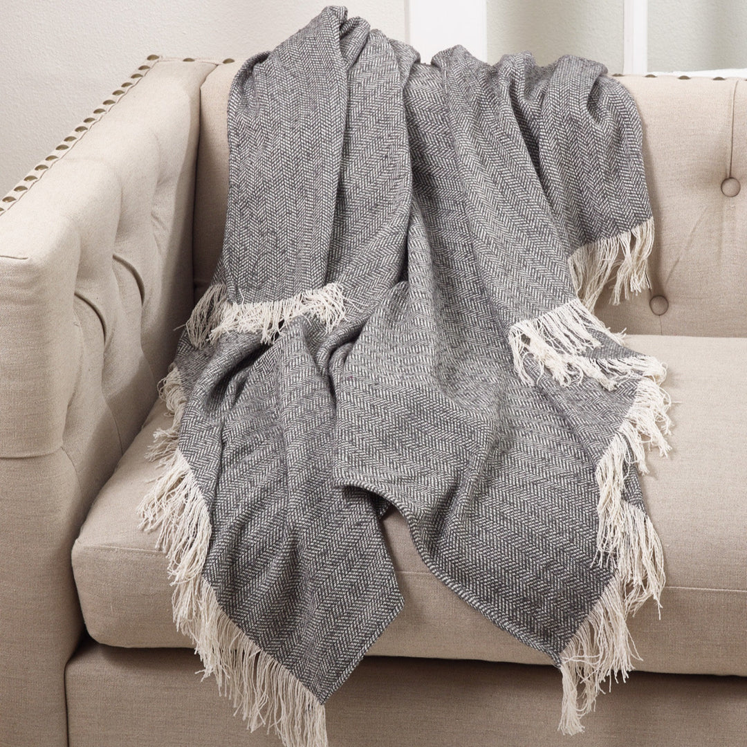 Soft Neutral Patterned Throw