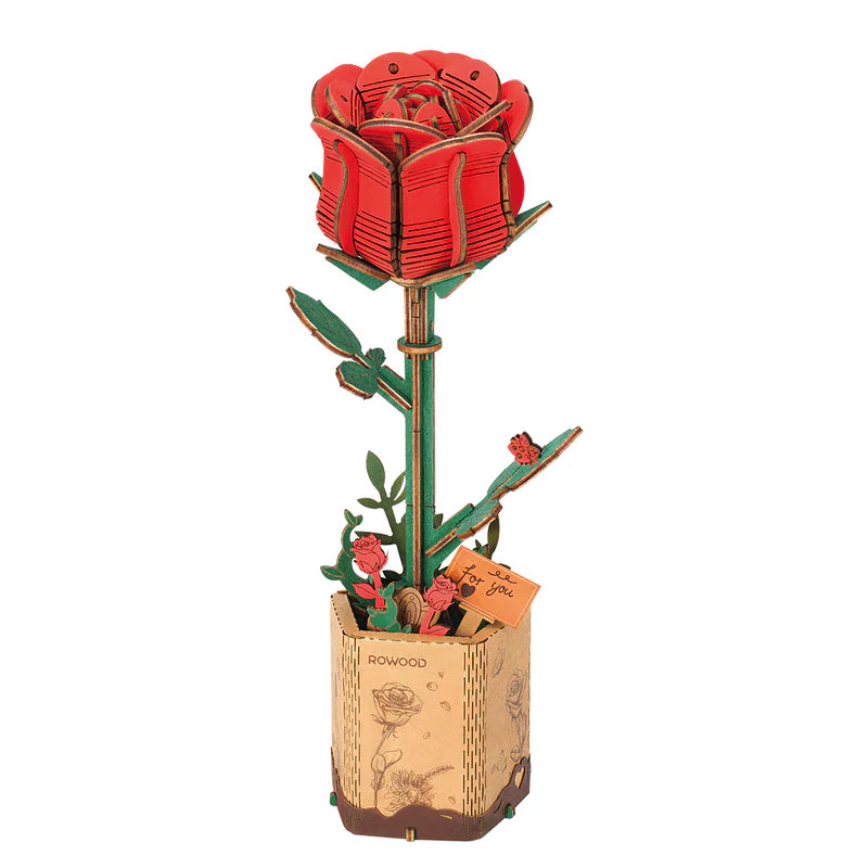 3D Red Rose Wooden Puzzle