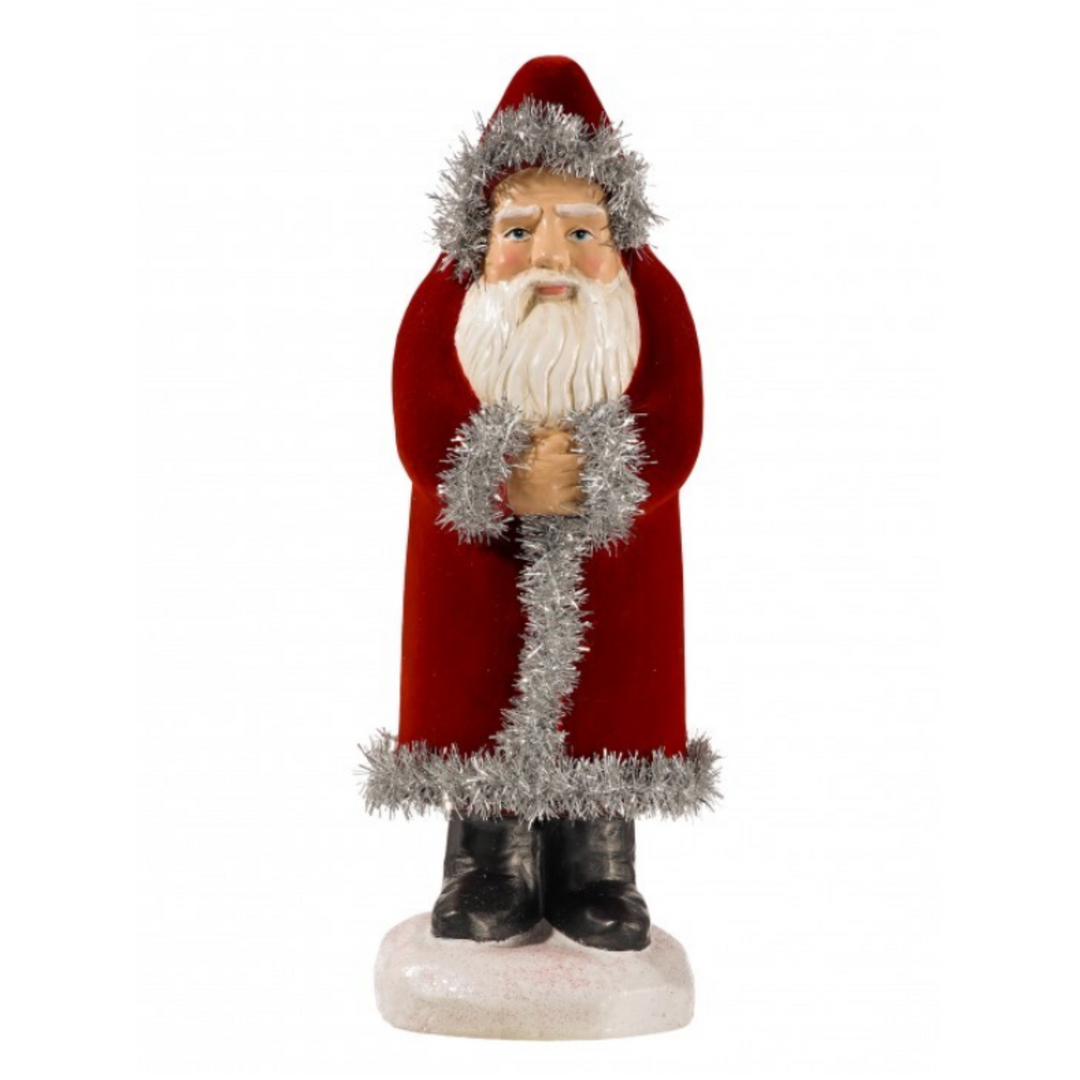 Tinsel Trimmed Belsnickel Santa Figurine