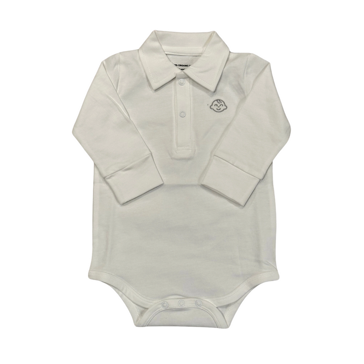 Off White Collared Baby Boy's Bodysuit