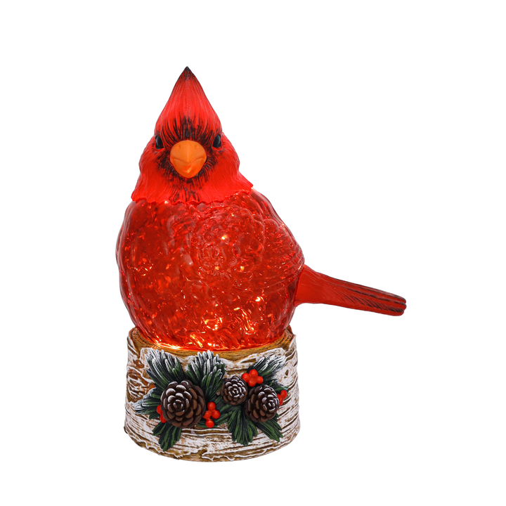 Cardinal Birch Perch Glitter Lantern