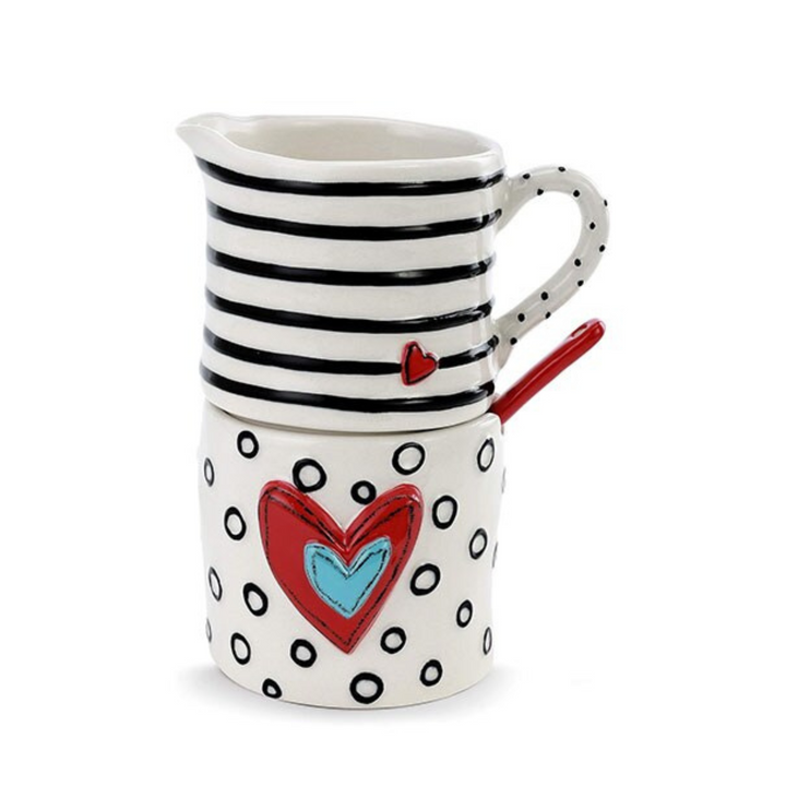 Heart Dot Cream & Sugar Stacker