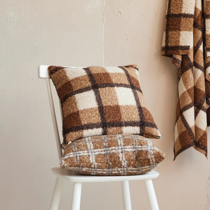 Caramel Plaid Sherpa Pillow