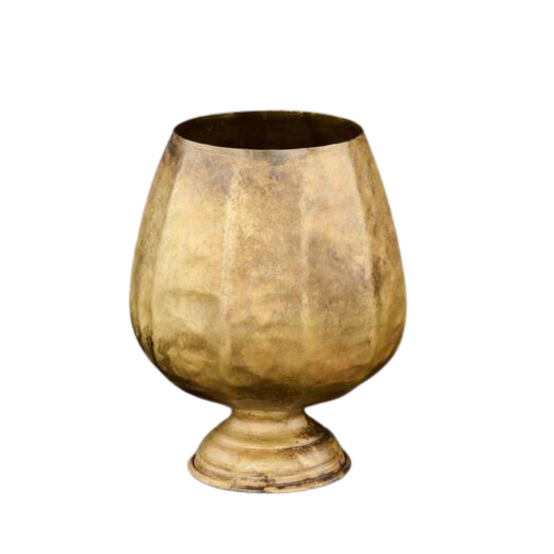 Old Brass Ribbed Vase
