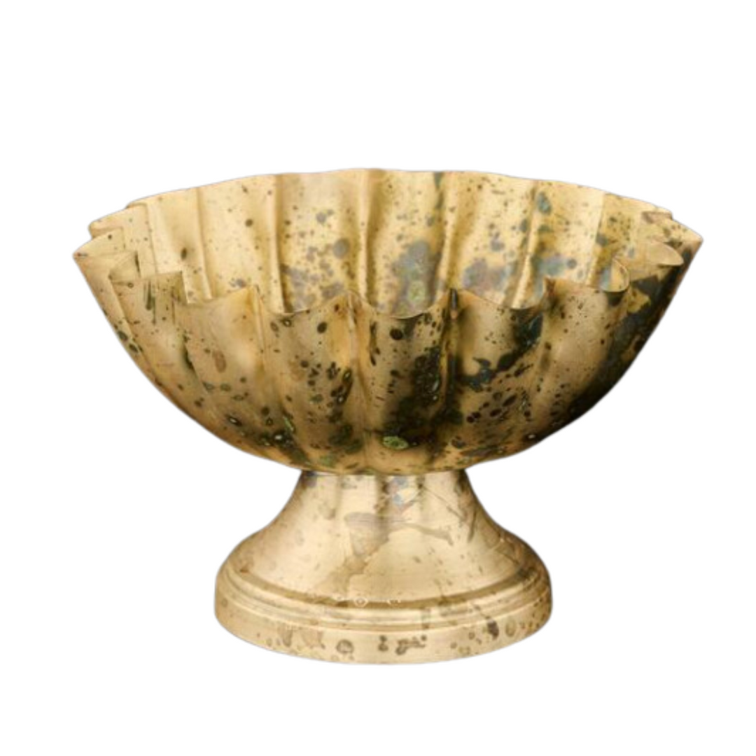 Spotted Brass Fluted Compote