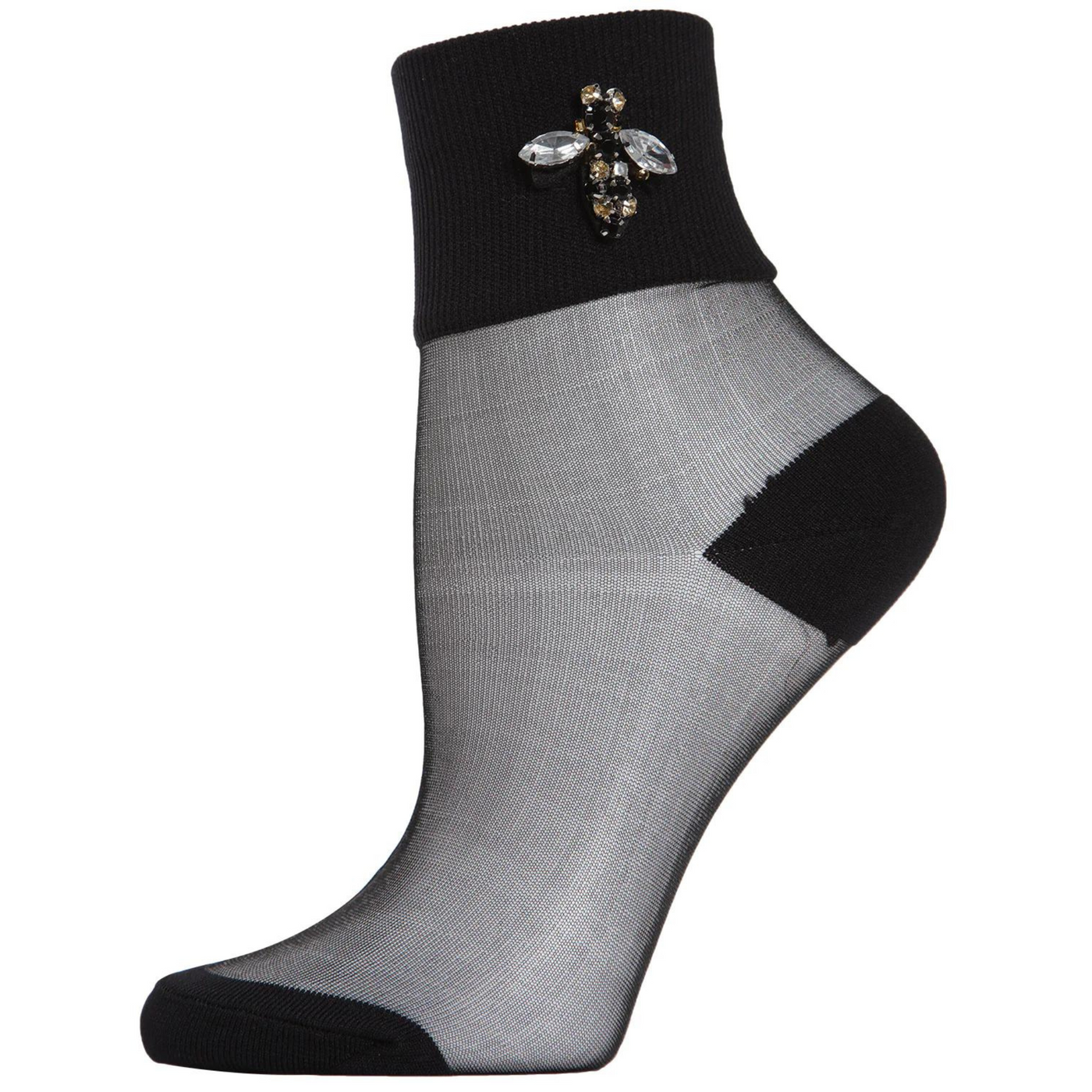 Queen Bee Rhinestone Sheer Anklet Sock