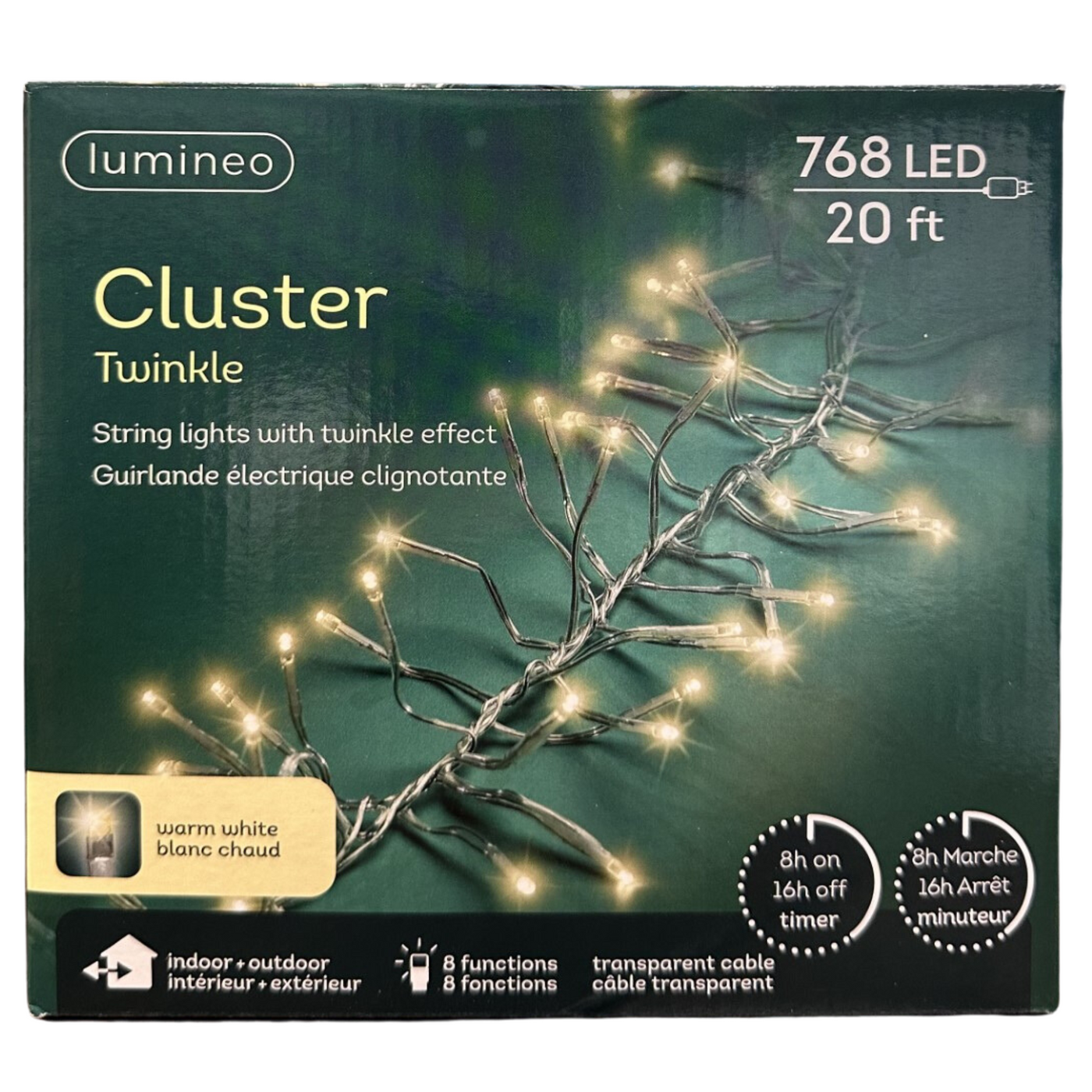 Lumineo Cluster LED Lights - Warm White & Clear Wire