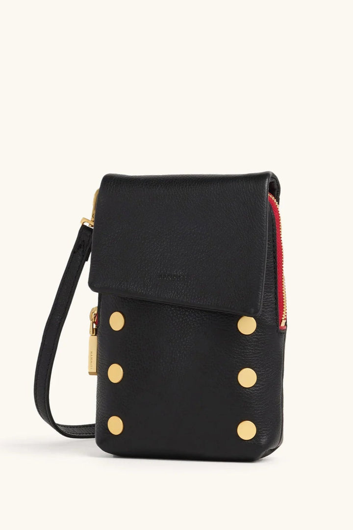 Hammitt Vip Mobile - Black/Brushed Gold Red Zip