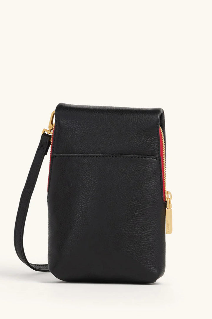 Hammitt Vip Mobile - Black/Brushed Gold Red Zip