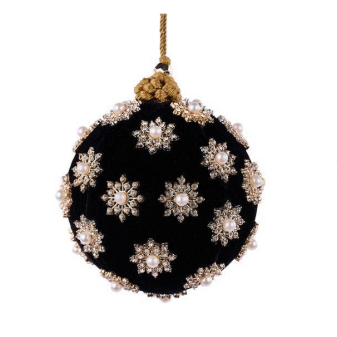 Velvet Flower Jeweled Ornament
