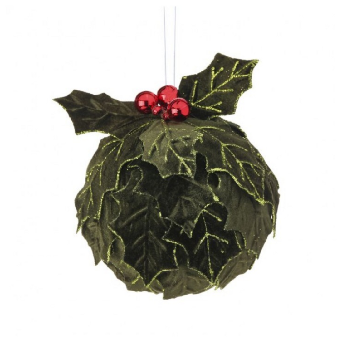 Velvet Holly Leaf Kissing Ball
