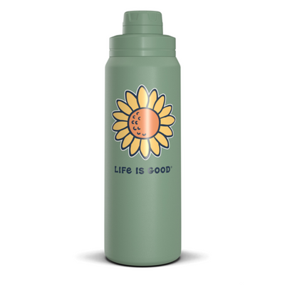 Life Is Good Sunflower Water Bottle