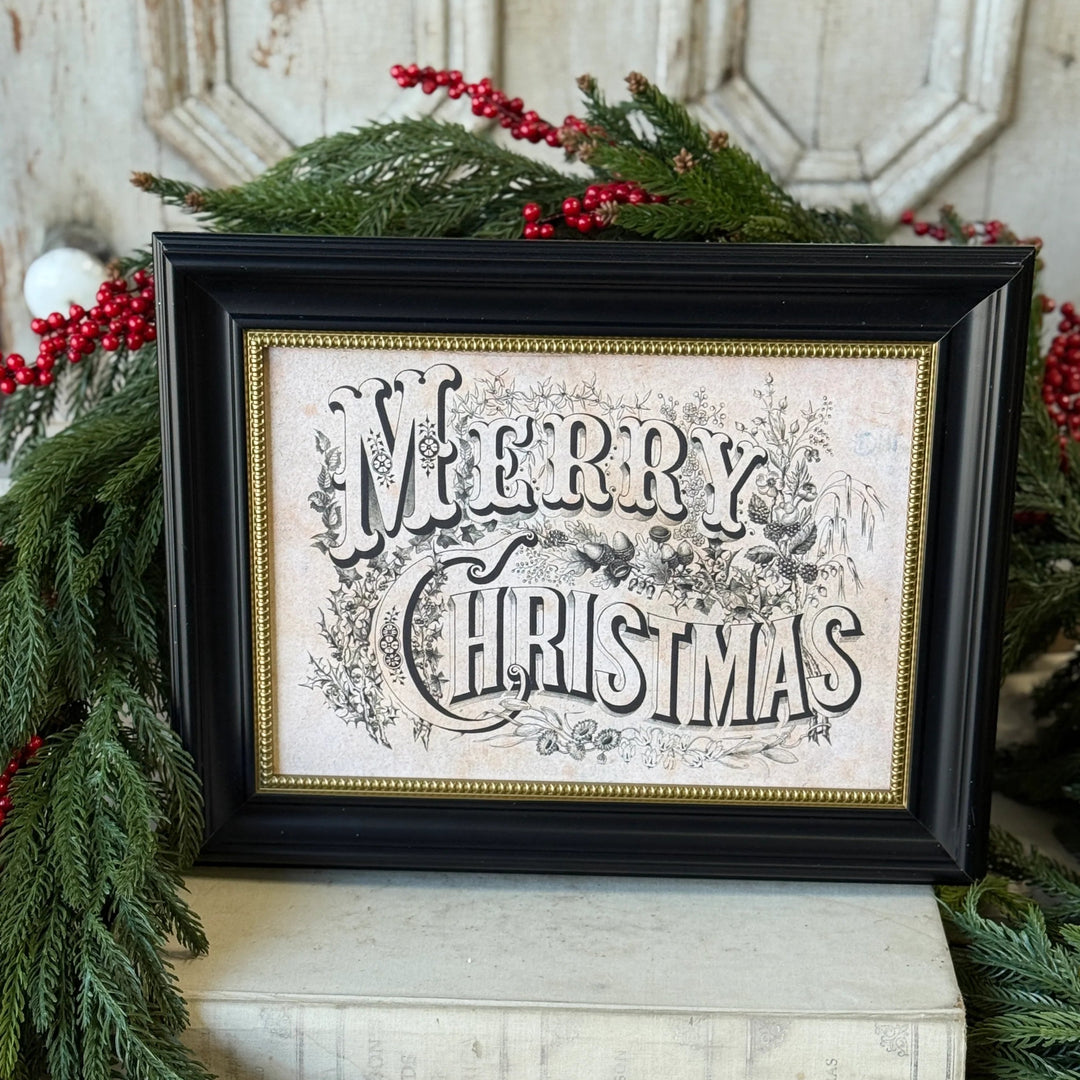 Vintage Framed Merry Christmas Sign
