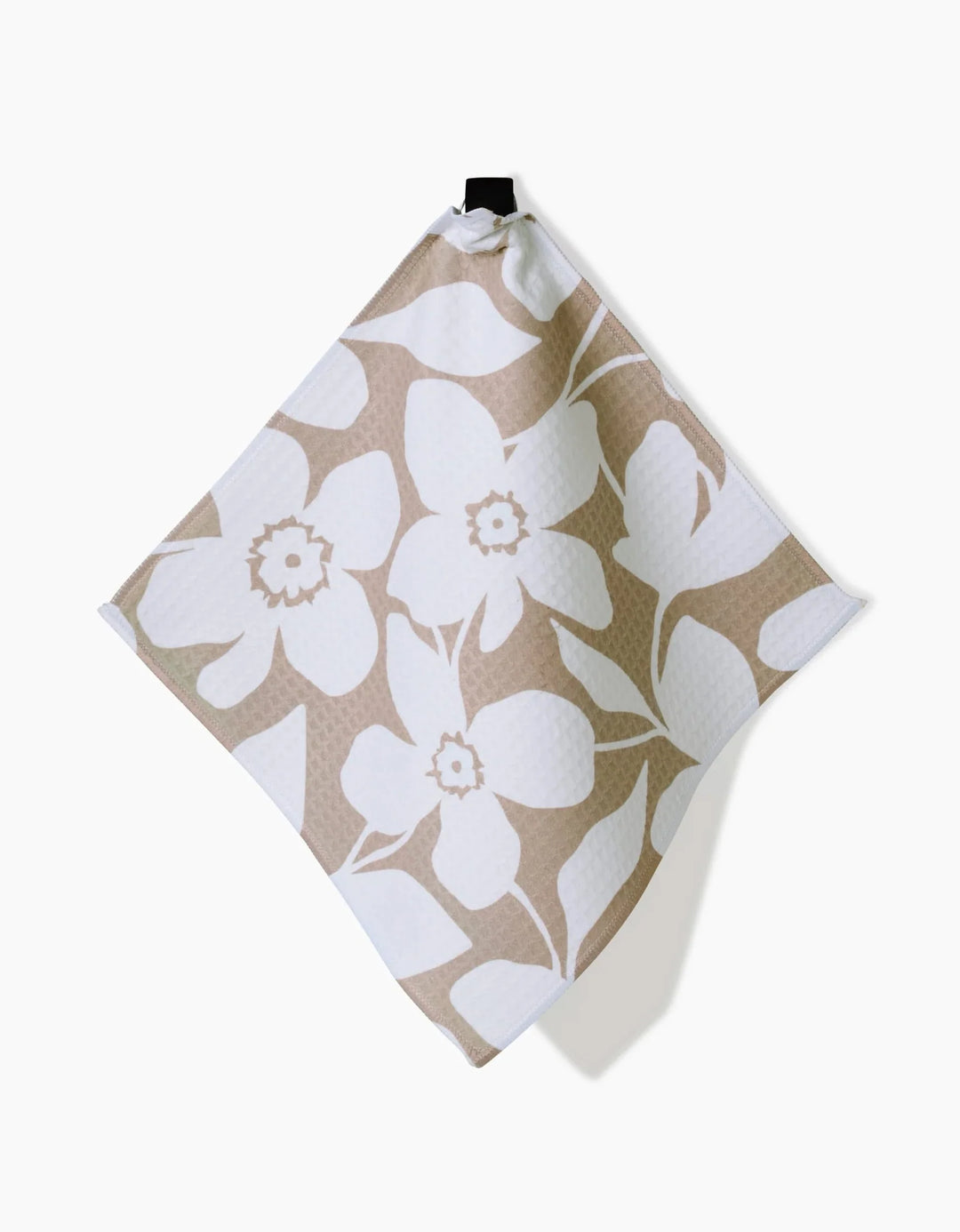 Geometry Big Tan Flowers Waffle Washcloth Set