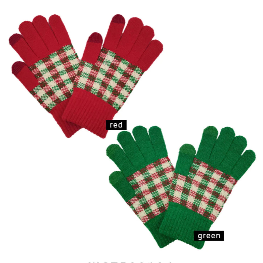 Checkered Holiday Gloves