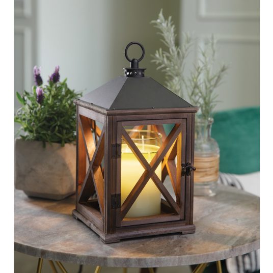 Weathered Espresso Wooden Lantern Warmer