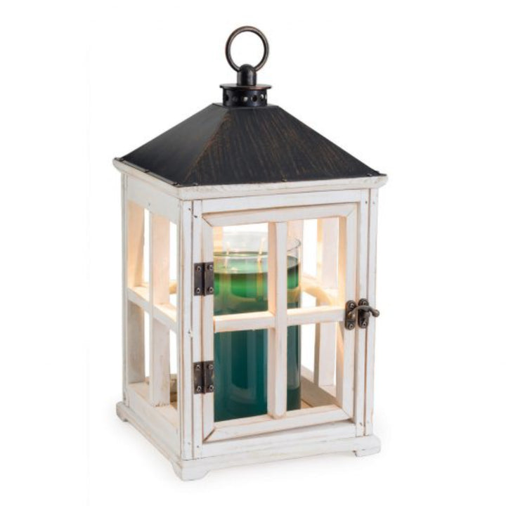 Weathered White Wooden Lantern Warmer