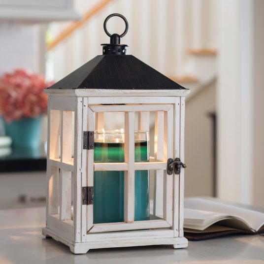 Weathered White Wooden Lantern Warmer