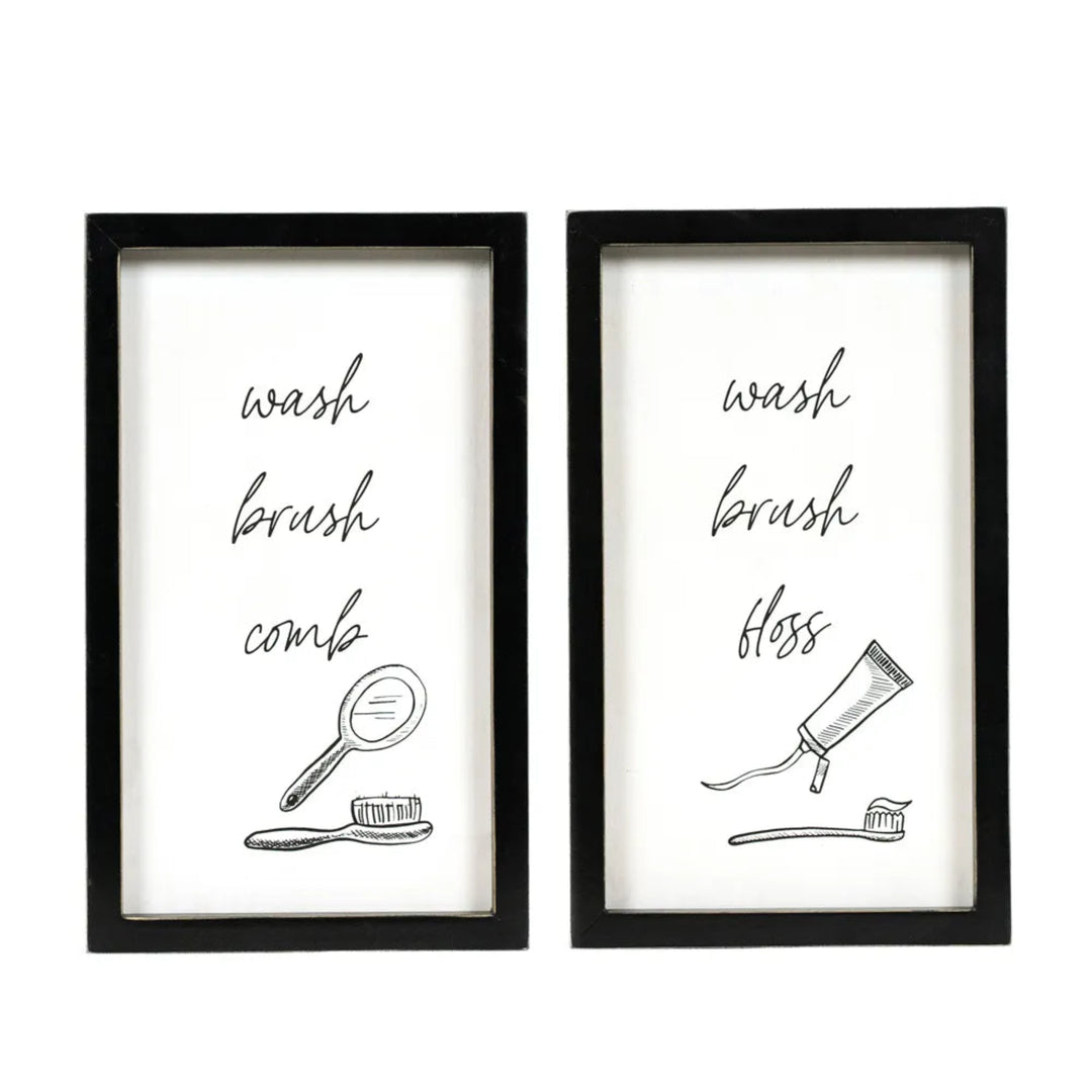 Wash & Brush Reversible Bathroom Sign
