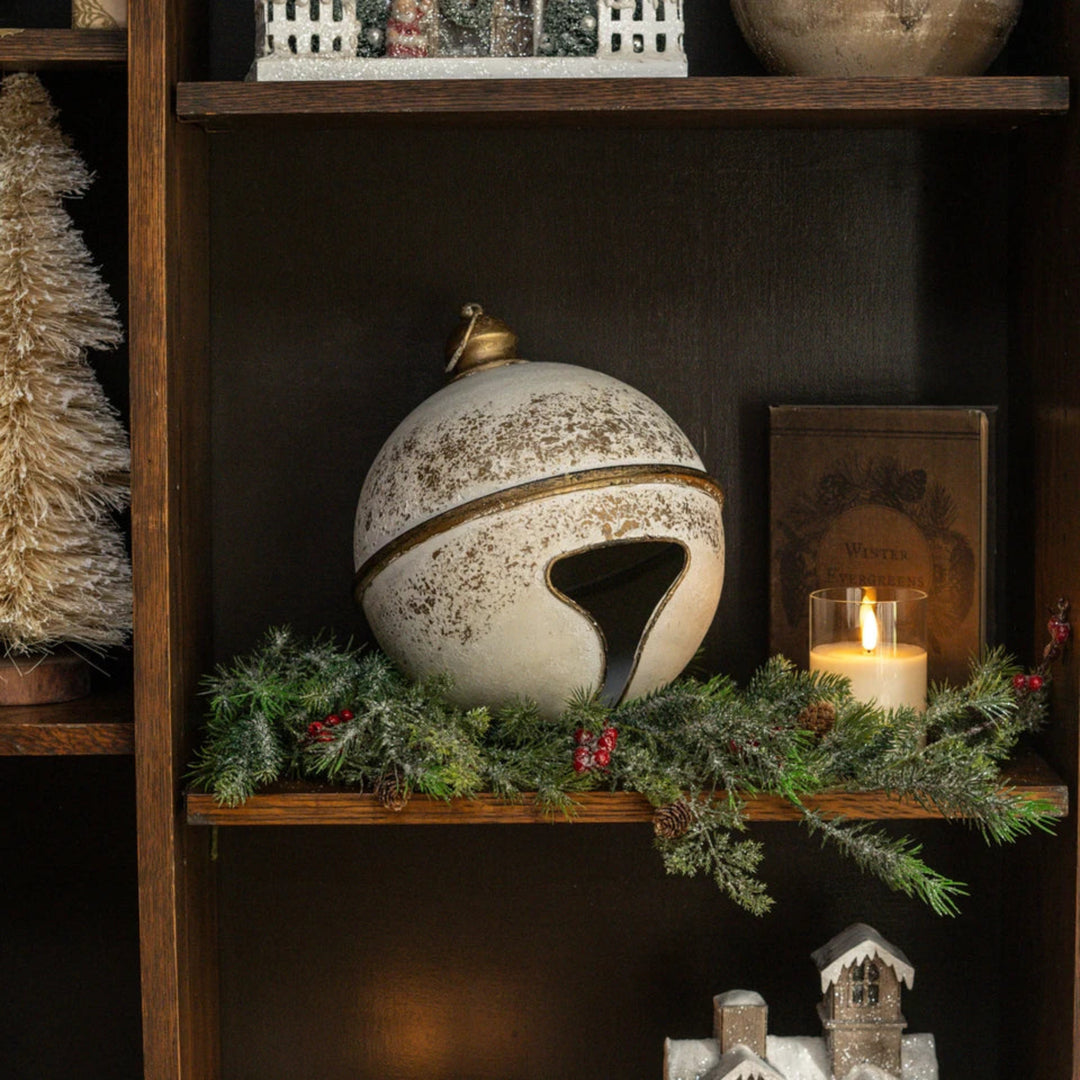 Weathered White & Gold Sleigh Bell